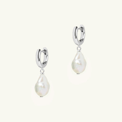 Freshwater Pearl Drop Earrings Silver